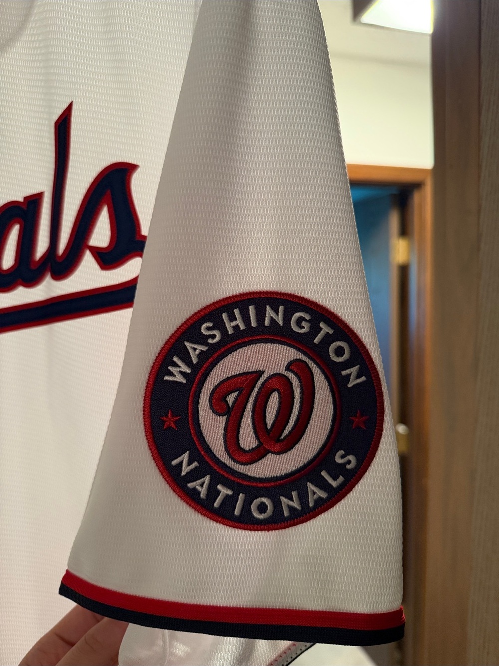 Nike White Nationals Button-Up Baseball Jersey with Navy & Red Trim - Picture 4 of 6